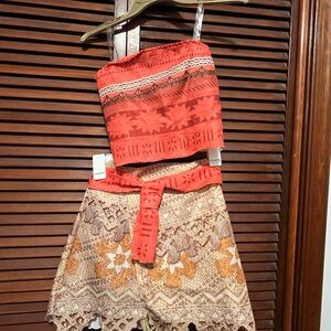 Red and Orange Patterned Two-Piece Set Disney Moana